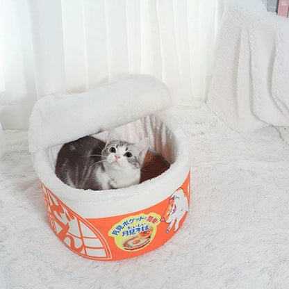 Coussin chat kawaii nouilles