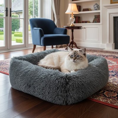 Coussin pour chat peluche noir