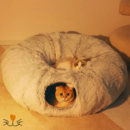 coussin chat tunnel cocon