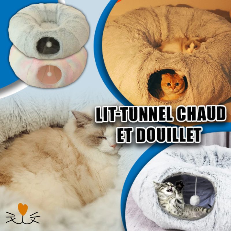 coussin chat tunnel doux 