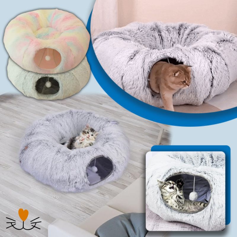 coussin chat tunnel fun
