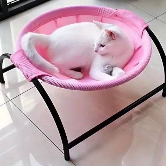 Hamac pour chat sureleve rose