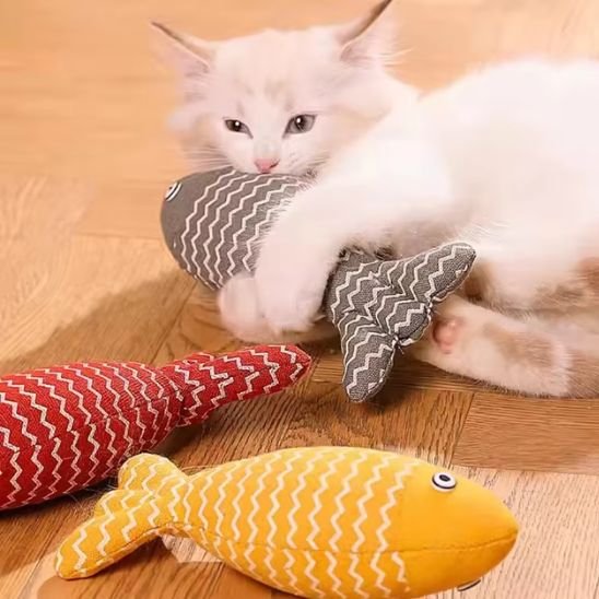 Jouet pour chat poisson peluche