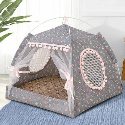 lit pour chat tente gris