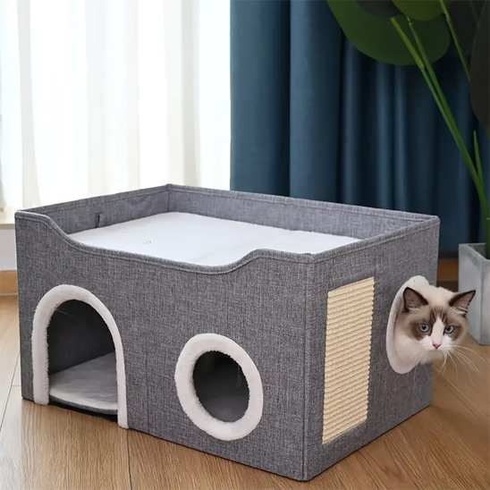 Maison pour chat grise