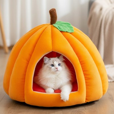 Panier chat citrouille moelleux