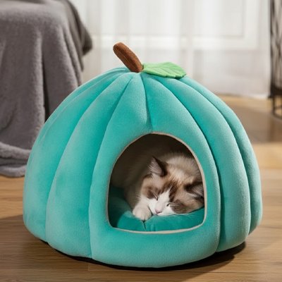 Panier chat citrouille vert